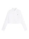 Maison Kitsuné Baby Fox-appliqué Cropped Shirt In White