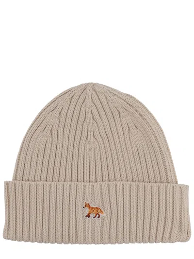 Maison Kitsuné "baby Fox" Beanie In Neutral