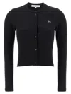 Maison Kitsuné Ribbed Baby Fox-patch Cardigan In Black