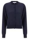 Maison Kitsuné Merino Wool Cardigan With Embroidered Fox Patch In Blue