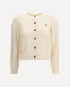 Maison Kitsuné Profile Fox-embroidered Button Cardigan In Brown