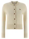 Maison Kitsuné Profile Fox-embroidered Button Cardigan In Brown