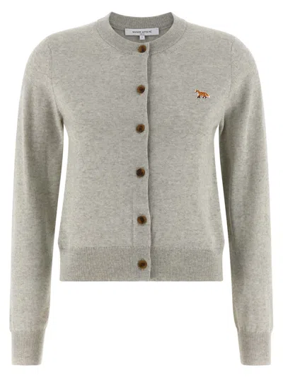 Maison Kitsuné Baby Fox Cardigan In Gray