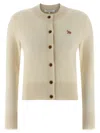 Maison Kitsuné Profile Fox-embroidered Button Cardigan In Neutral