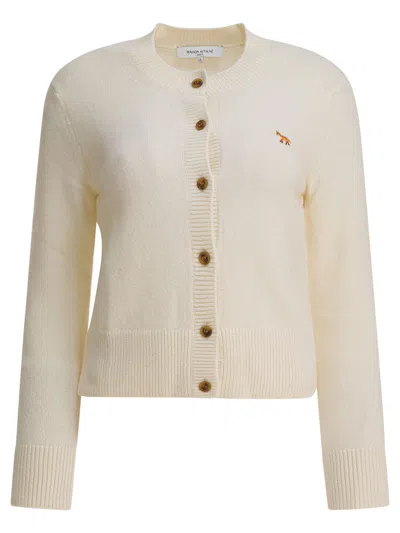 Maison Kitsuné "baby Fox" Cardigan In Neutral