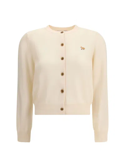 Maison Kitsuné Baby Fox Cardigan In Neutral