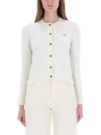 Maison Kitsuné Baby Fox Cardigan In White
