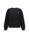 Maison Kitsuné Cotton Sweatshirt With Crew Neck And Ribbed Hem In Black