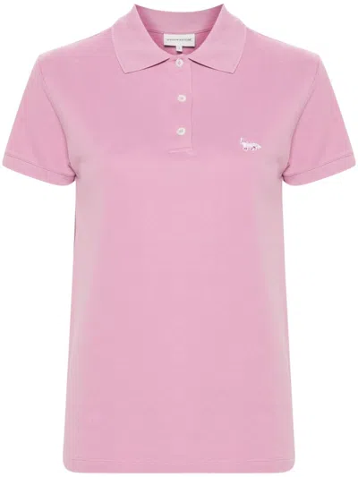 Maison Kitsuné Baby Fox Cotton Polo Shirt In Pink