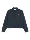 Maison Kitsuné Navy Polo-style Sweatshirt With Logo Patch In Blue