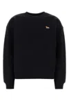 Maison Kitsuné Cotton Sweatshirt With Crew Neck And Ribbed Hem In Black