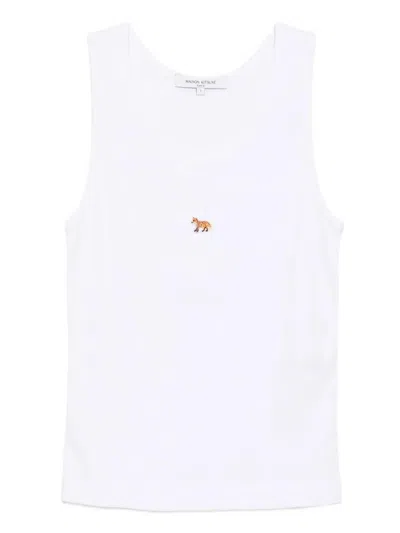 Maison Kitsuné Ribbed Texture Sleeveless Tank Top In White
