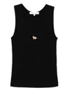 Maison Kitsuné Baby Fox Cotton Tank Top In Black