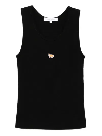 Maison Kitsuné Maison Kitsune' Baby Fox Cotton Tank Top In Black
