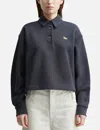 Maison Kitsuné Navy Polo-style Sweatshirt With Logo Patch In Blue