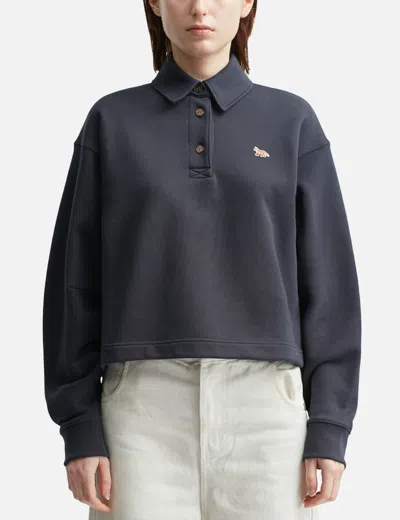 MAISON KITSUNÉ BABY FOX CROPPED POLO SWEATSHIRT