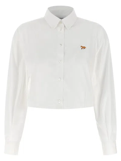 Maison Kitsuné Maison Kitsune 'baby Fox' Cropped Shirt In White