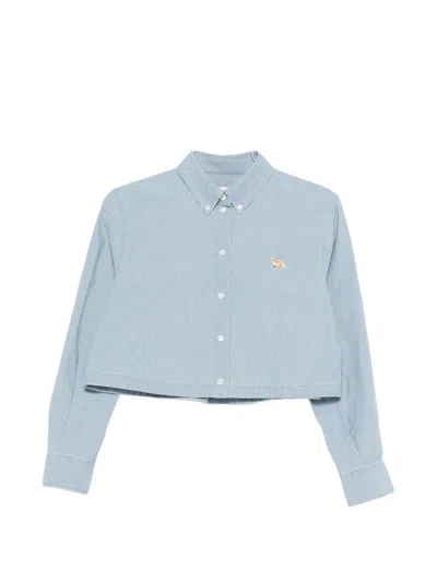 Maison Kitsuné Baby Fox Cropped Shirt In Blue