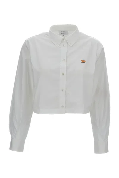Maison Kitsuné Baby Fox Cropped Shirt In White