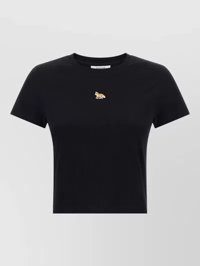 Maison Kitsuné Baby Fox Cropped T Shirt Short Sleeves In Green