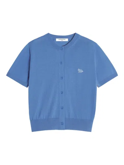 Maison Kitsuné Baby Fox-embroidered Cardigan In Blue