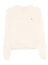 Maison Kitsuné Baby Fox Embroidered Merino-wool Sweater In Neutral