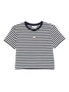 Maison Kitsuné Baby Fox-embroidered Striped Cropped Top In Blue