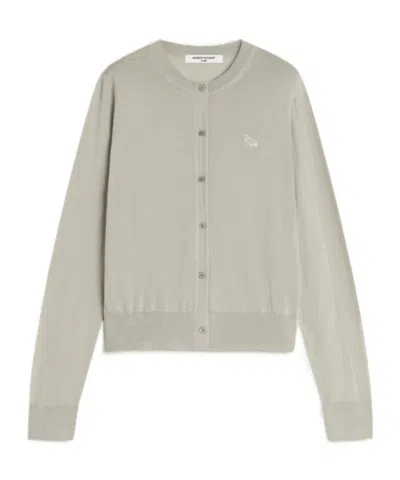 Maison Kitsuné Baby Fox Fine Merino Regular Cardigan In Brown