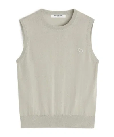 Maison Kitsuné Baby Fox Fine Merino Top In Silver