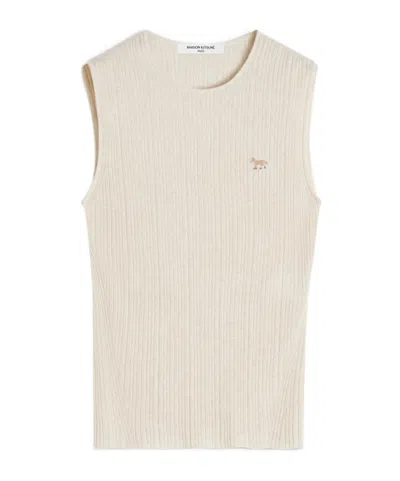 Maison Kitsuné Baby Fox Fine Rib Knitted Top In Neutral