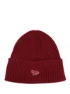 Maison Kitsuné Baby Fox Ribbed Beanie Hat In Red