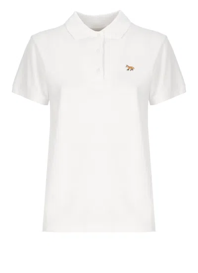 Maison Kitsuné Baby Fox Head Polo Shirt In White