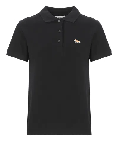 Maison Kitsuné Baby Fox Head Polo Shirt In Black