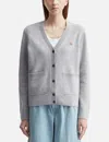 Maison Kitsuné Baby Fox Lambswool Boxy Cardigan In Gray