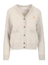 Maison Kitsuné Baby Fox Lambswool Boxy Cardigan Knitwear Grey In Neutral