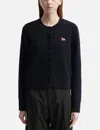 Maison Kitsuné Baby Fox Lambswool Fitted Cardigan In Black