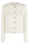 Maison Kitsuné Baby Fox Lambswool Fitted Cardigan In White