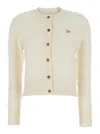 Maison Kitsuné Profile Fox-embroidered Button Cardigan In Neutral