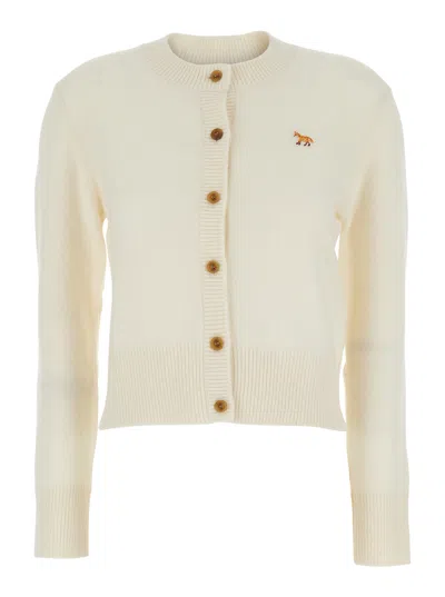 MAISON KITSUNÉ BABY FOX LAMBSWOOL FITTED CARDIGAN