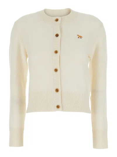 MAISON KITSUNÉ BABY FOX LAMBSWOOL FITTED CARDIGAN