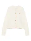Maison Kitsuné Cardigan Wool Embroidered Detail In Neutral