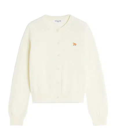 Maison Kitsuné Baby Fox Merino Regular Cardigan In Neutral