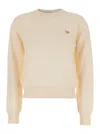 Maison Kitsuné Beige Sweater With Baby Fox Logo Patch On The Front In Wool Woman In Neutral