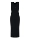 Maison Kitsuné Black Baby Fox Ribbed Tank Midi Dress In Black  