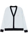 Maison Kitsuné Baby Fox Patch Bi-colour Cardigan In Blue