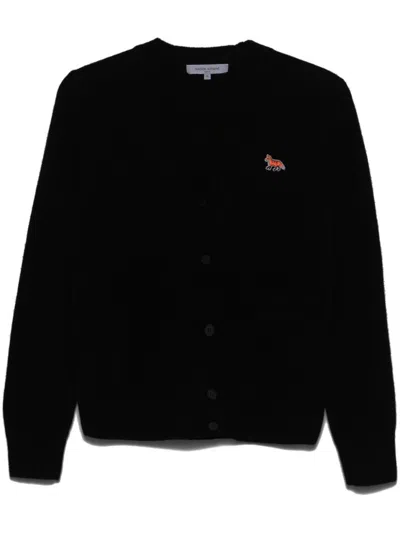 Maison Kitsuné Baby Fox Patch Boxy Cardigan In Black