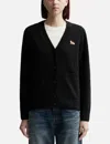 Maison Kitsuné Maison Kitsune V-neck Patch Logo Cardigan In Black