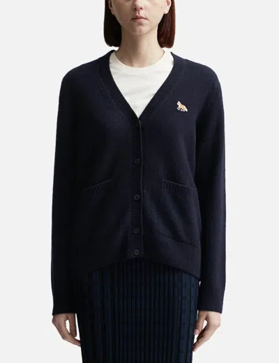 Maison Kitsuné Baby Fox Patch Boxy Cardigan In Blue