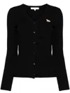 Maison Kitsuné "baby Fox Patch" Cardigan In 黑色