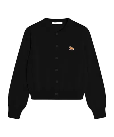 Maison Kitsuné Baby Fox Patch Cardigan In Black